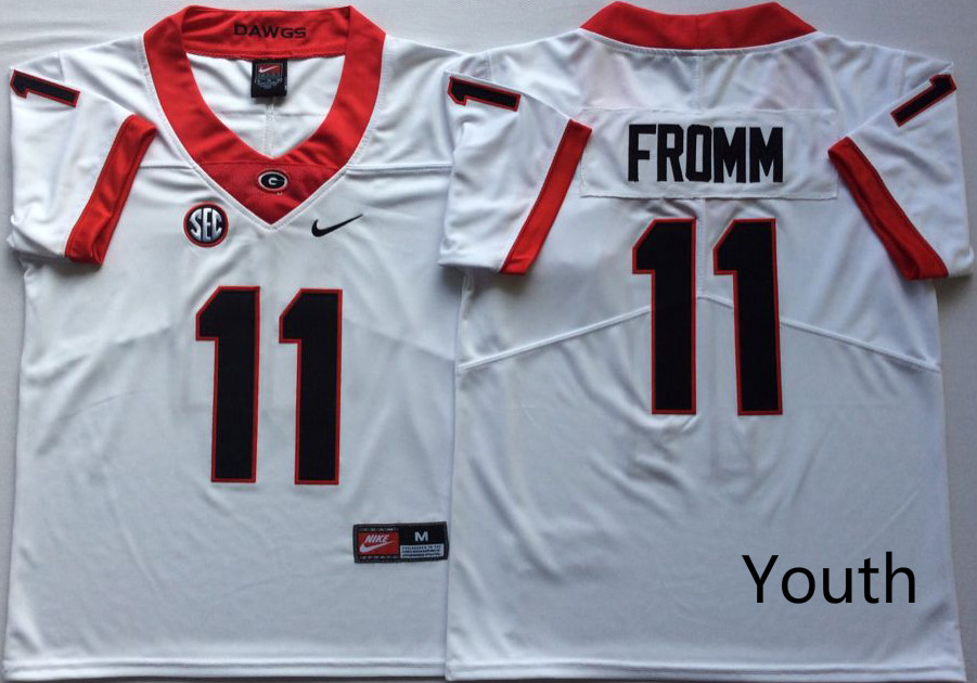 Youth Georgia Bulldogs #11 Fromm White Nike NCAA Jerseys